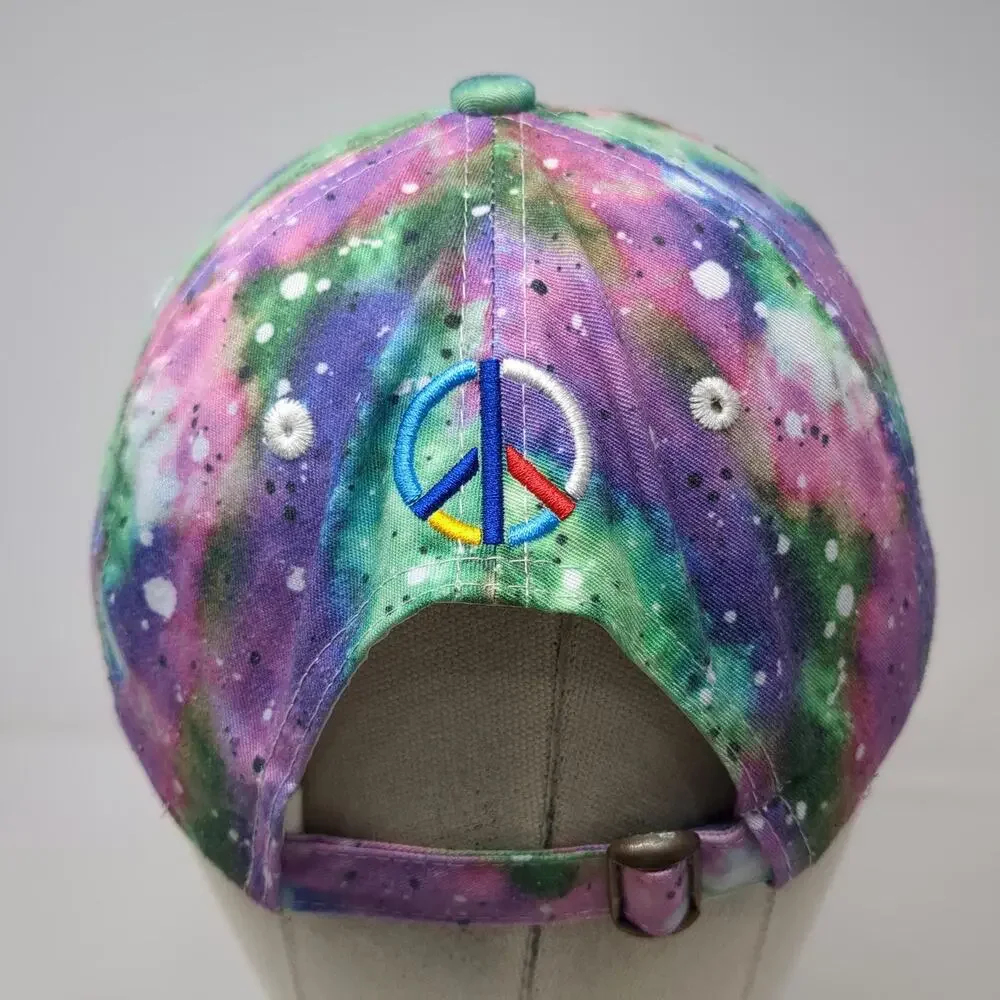 Hatco Baseball Cap Purple One Size Peace Sign Worldwide Tie Dye Slideback Hat